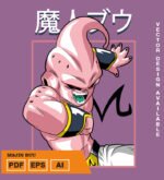Plantilla diseño de camisetas vectoriales de anime Bola Dragon buu