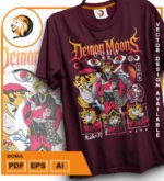 Plantilla diseño de camisetas vectoriales de anime Demon Doma - Imagen 2