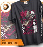 Plantilla diseño de camisetas vectoriales de anime Black Asta - Imagen 2