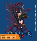 Plantilla diseño de camisetas vectoriales de anime Black Asta 2