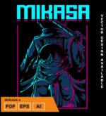 Plantilla diseño de camisetas vectoriales de anime Ataque Mikaza 2