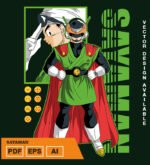 Plantilla diseño de camisetas vectoriales de anime Bola Dragon saya