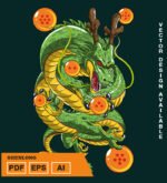 Plantilla diseño de camisetas vectoriales de anime Bola Dragon sheng