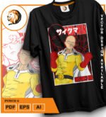Plantilla diseño de camisetas vectoriales de anime one punch 2 - Imagen 2