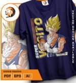 Plantilla diseño de camisetas vectoriales de anime Bola Dragon vegi - Imagen 2