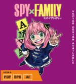 Plantilla diseño de camisetas vectoriales de anime familia espia anya 3
