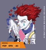 Plantilla diseño de camisetas vectoriales de anime Hunter Hisoka