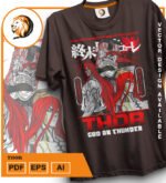 Plantilla diseño de camisetas vectoriales de anime Record Thor - Imagen 2
