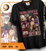 Plantilla diseño de camisetas vectoriales de anime Una Pieza luffy 11 - Imagen 2