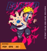 Plantilla diseño de camisetas vectoriales de anime Naruto Boruto