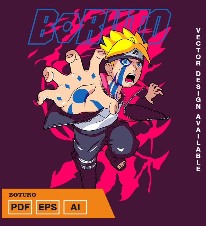 ERYRYREY Plantilla diseño de camisetas vectoriales de anime Naruto Boruto - Imagen 1