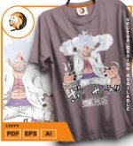 Plantilla diseño de camisetas vectoriales de anime Una Pieza luffy - Imagen 2