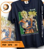 Plantilla diseño de camisetas vectoriales de anime Bola Dragon gohan y trunks - Imagen 2