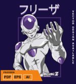 Plantilla diseño de camisetas vectoriales de anime Bola Dragon frezz