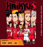 Plantilla diseño de camisetas vectoriales de anime Haikyu 4