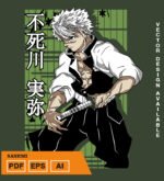 Plantilla diseño de camisetas vectoriales de anime Demon Sanemi