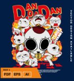 Plantilla diseño de camisetas vectoriales de anime Dan 4