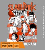 Plantilla diseño de camisetas vectoriales de anime slam sakuragi