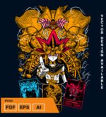 Plantilla diseño de camisetas vectoriales de anime yu gi
