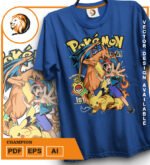 Plantilla diseño de camisetas vectoriales de anime poke - Imagen 2
