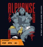 Plantilla diseño de camisetas vectoriales de anime Full alphonse