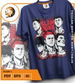 Plantilla diseño de camisetas vectoriales de anime slam 4 - Imagen 2