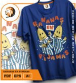 Plantilla diseño de camisetas vectoriales de bananas en pijamas - Imagen 2