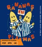 Plantilla diseño de camisetas vectoriales de bananas en pijamas