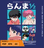 Plantilla diseño de camisetas vectoriales de anime Ranma 2