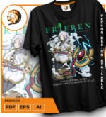 Plantilla diseño de camisetas vectoriales de anime Frieren - Imagen 2