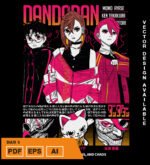 Plantilla diseño de camisetas vectoriales de anime Dan 5