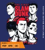 Plantilla diseño de camisetas vectoriales de anime slam 4