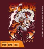 Plantilla diseño de camisetas vectoriales de anime Una Pieza luffy 2