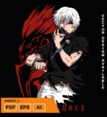 Plantilla diseño de camisetas vectoriales de anime ghoul 3