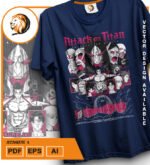 Plantilla diseño de camisetas vectoriales de anime Ataque 4 - Imagen 2