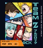 Plantilla diseño de camisetas vectoriales de anime Blue