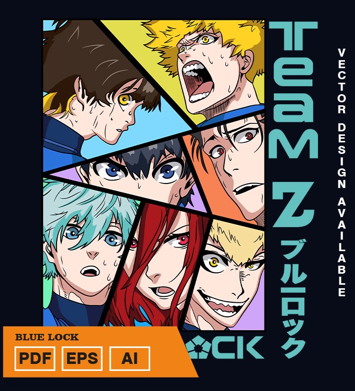 FWEGT Plantilla diseño de camisetas vectoriales de anime Blue - Imagen 1