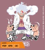 Plantilla diseño de camisetas vectoriales de anime Una Pieza luffy