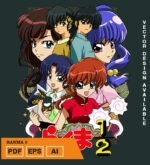 Plantilla diseño de camisetas vectoriales de anime Ranma 5