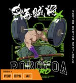 Plantilla diseño de camisetas vectoriales de anime Una Pieza zoro 5