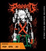 Plantilla diseño de camisetas vectoriales de anime My Heroe Bakugo