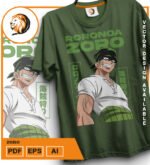 Plantilla diseño de camisetas vectoriales de anime Una Pieza zoro - Imagen 2