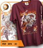 Plantilla diseño de camisetas vectoriales de anime Una Pieza luffy 2 - Imagen 2