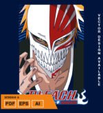 Plantilla diseño de camisetas vectoriales de anime Bleach Ichigo 3