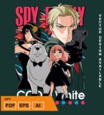 Plantilla diseño de camisetas vectoriales de anime familia espia