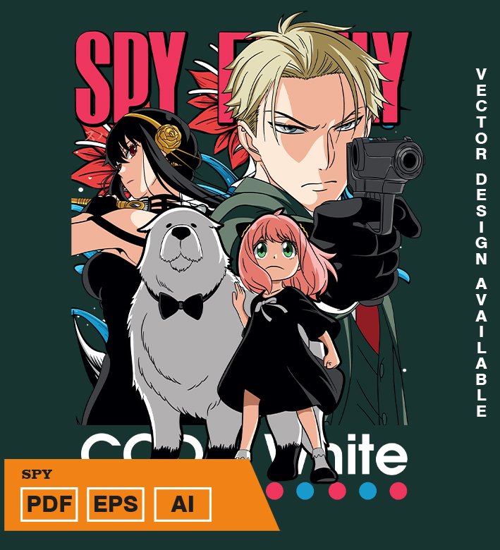 GTTWETE Plantilla diseño de camisetas vectoriales de anime familia espia - Imagen 1