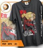 Plantilla diseño de camisetas vectoriales de anime revengers manjiro - Imagen 2