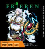 Plantilla diseño de camisetas vectoriales de anime Frieren