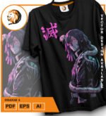 Plantilla diseño de camisetas vectoriales de anime Demon Obanai 4 - Imagen 2