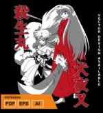 Plantilla diseño de camisetas vectoriales de anime Inuyasha